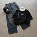 Black Contrast Seam Chest Patch T-Shirt