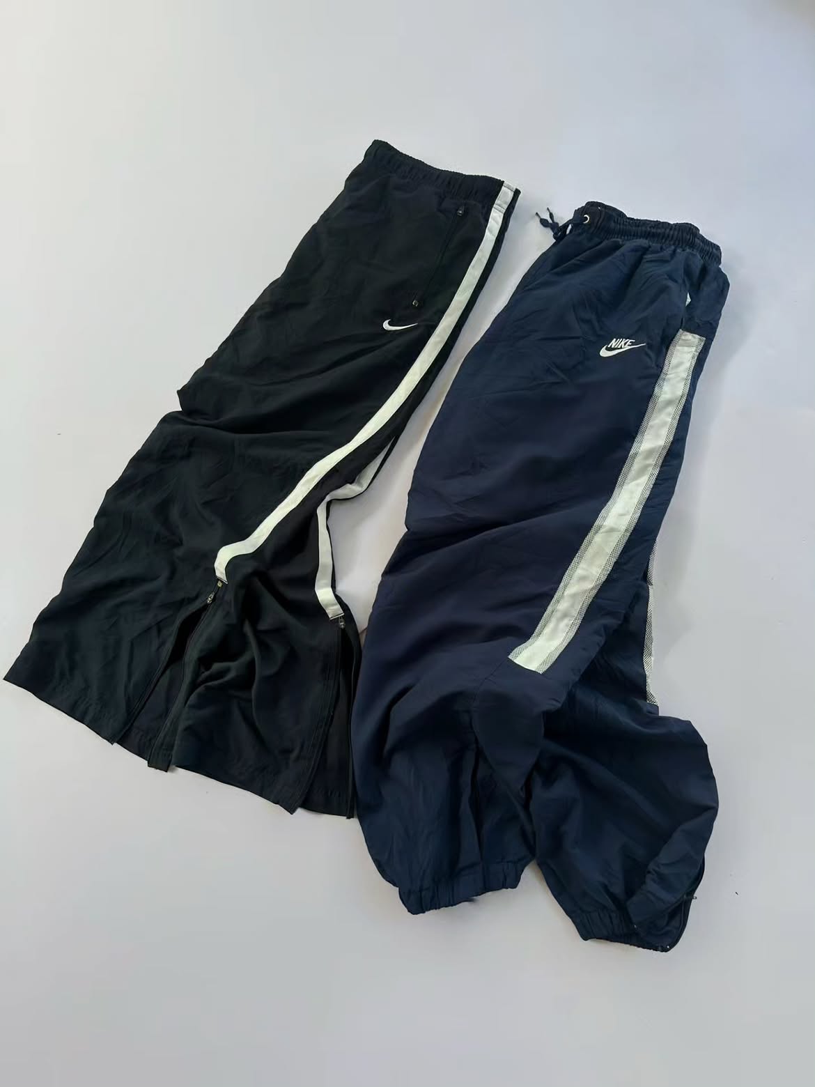 Black and Navy Contrast Stripe Track Pants
