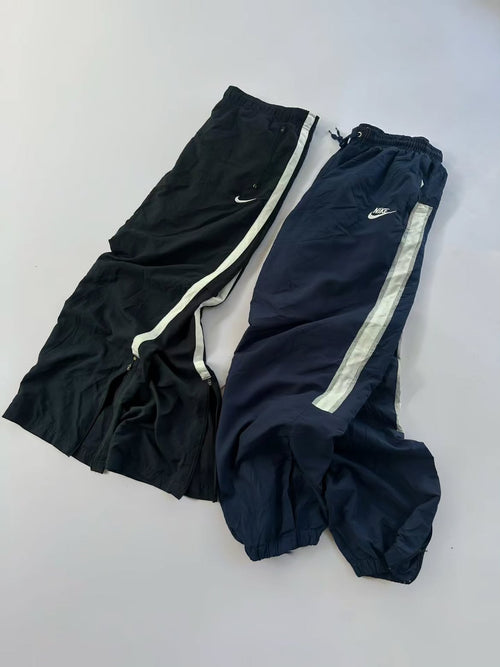 Black and Navy Contrast Stripe Track Pants