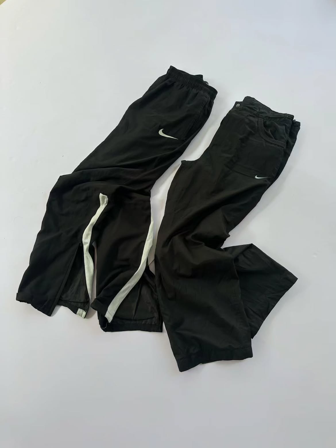 Black Curved Contrast Insert Track Pants