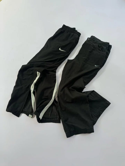 Black Curved Contrast Insert Track Pants