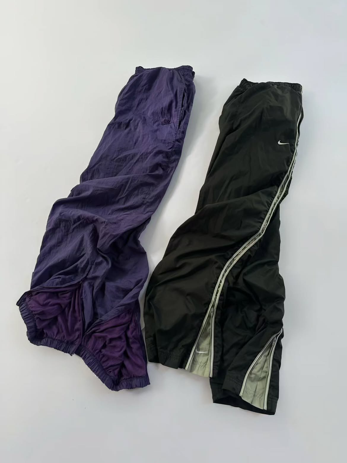 Purple and Black Contrast Panel Track Pants