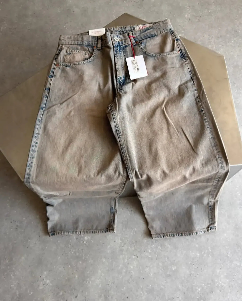 Cream Wide Leg Casual Jeans