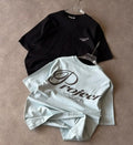 Minimal Chest and Script Back Print T-Shirt