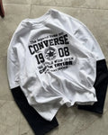 White 1908 Graphic Layered Sleeve T-Shirt