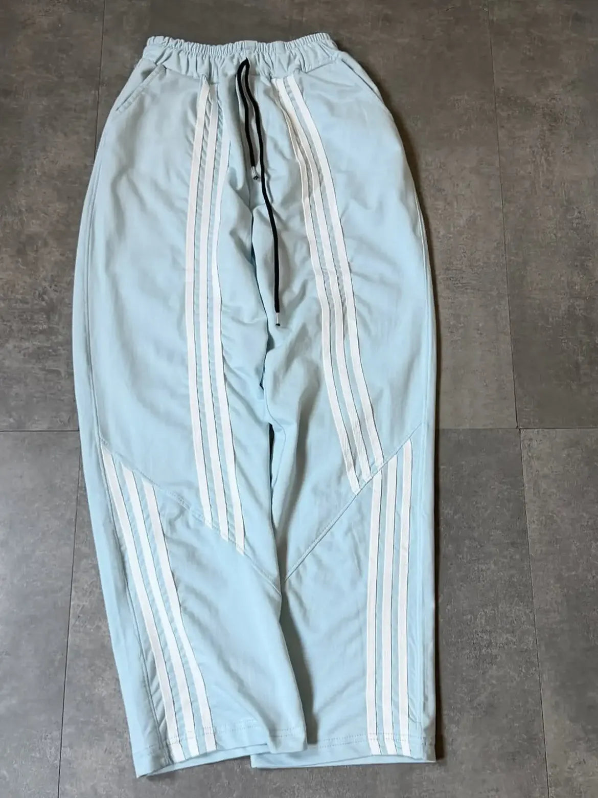 Three Stripe Wide-Leg Track Pants – Off White,Sky Blue,Black