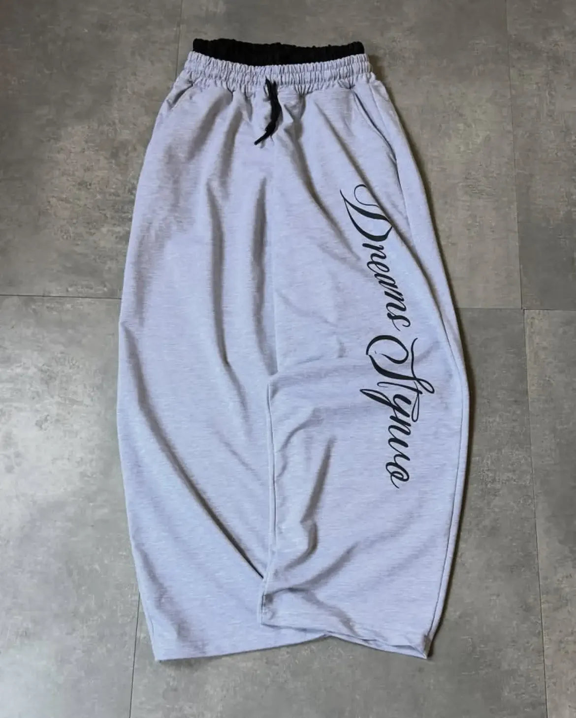 Dreams Avenue,77 Patch Black Baggy Wide-Leg Sweatpants