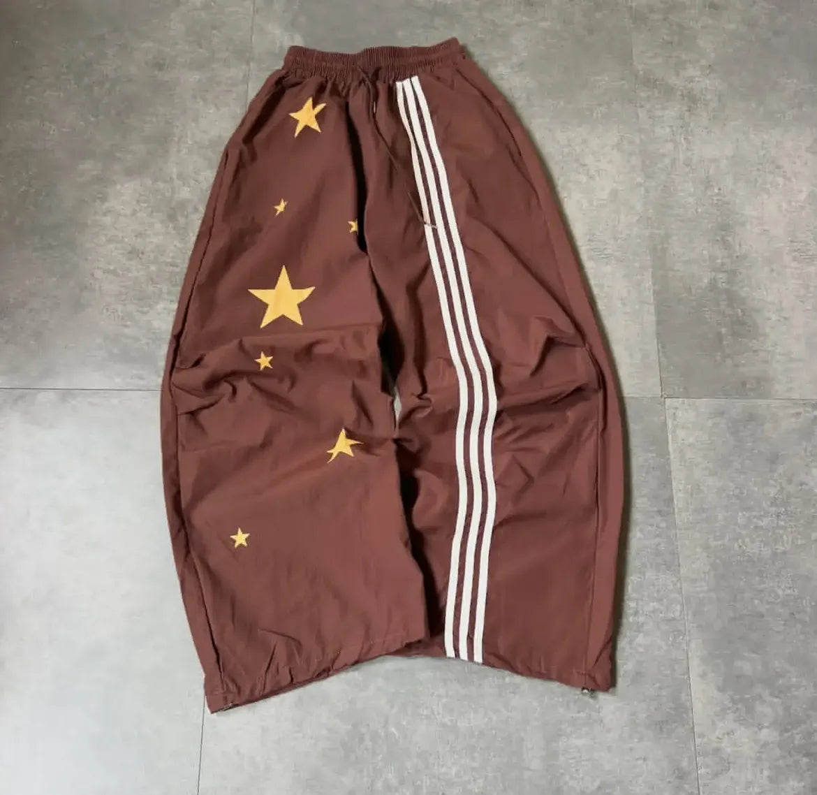 Star Print Side Stripe Baggy Track Pants