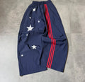 Star Print Side Stripe Baggy Track Pants