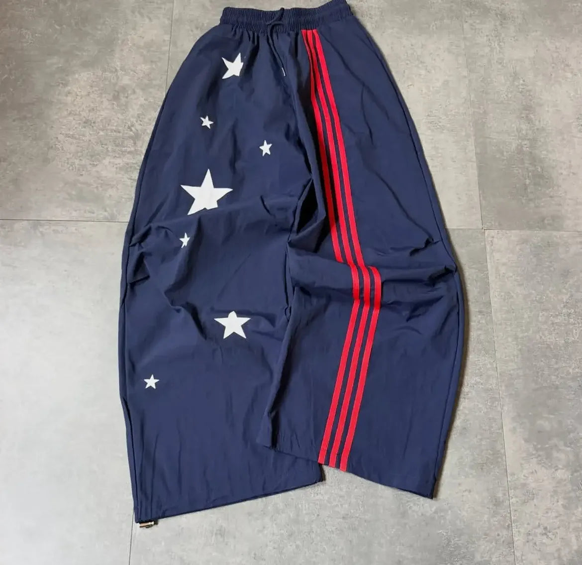 Star Print Side Stripe Baggy Track Pants