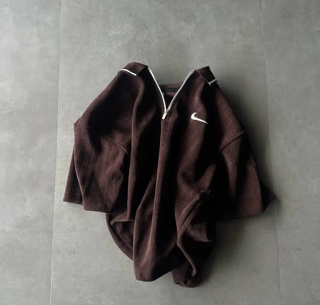 Nike Swoosh Textured Half-Zip Oversized Polo T-Shirt