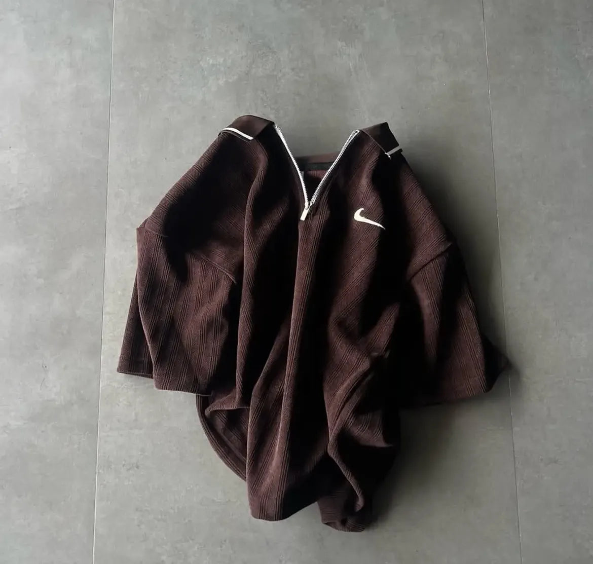 Nike Swoosh Textured Half-Zip Oversized Polo T-Shirt