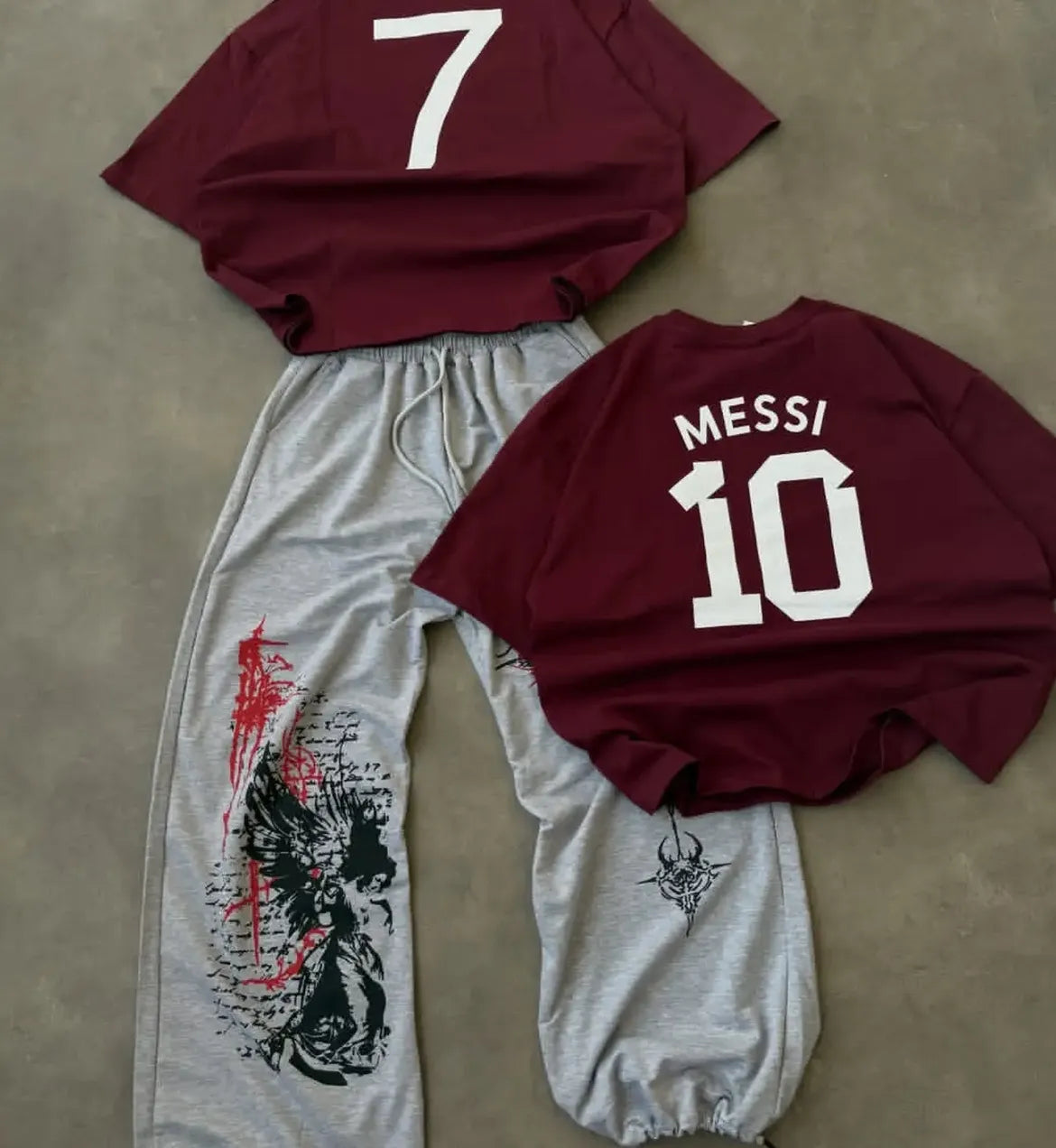 Messi 10 Oversized T-Shirt & Graphic Baggy Pants Set
