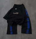 Steam Lab Oversized T-Shirt & Striped Wide-Leg Track Pants Set – Black & Blue