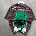 Porsche Racing Car Graphic Oversized T-Shirt – Brown