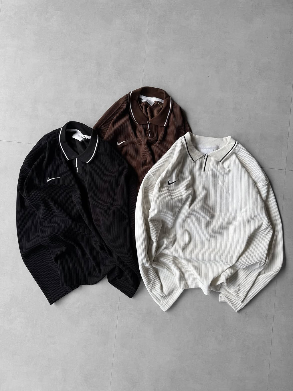Textured Ribbed Quarter-Zip Polo Sweatshirt