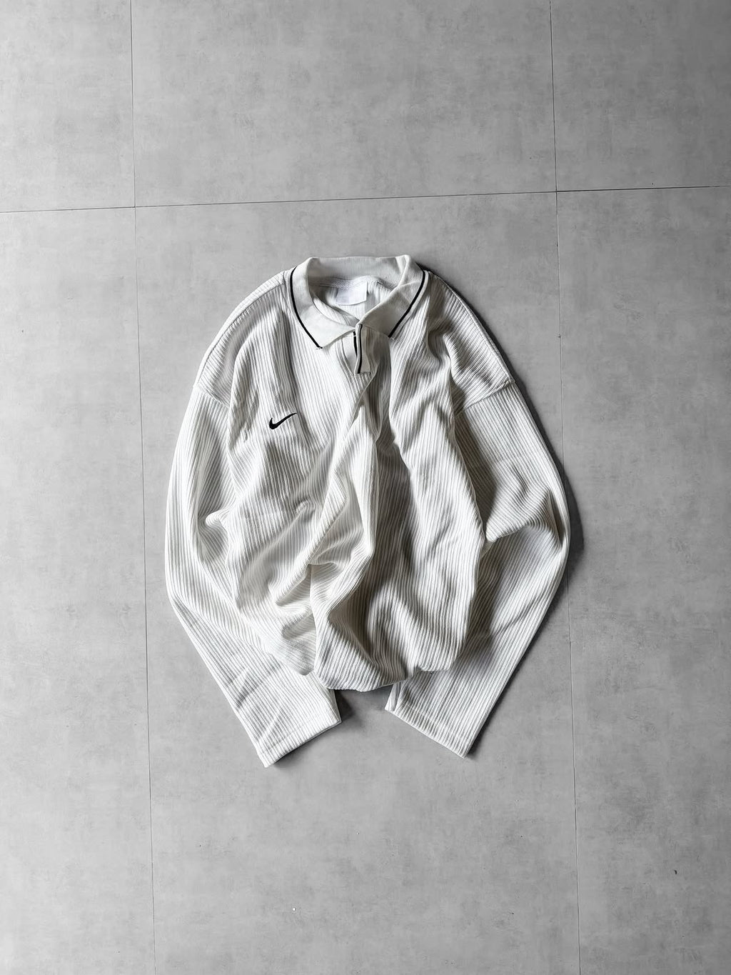 Textured Ribbed Quarter-Zip Polo Sweatshirt