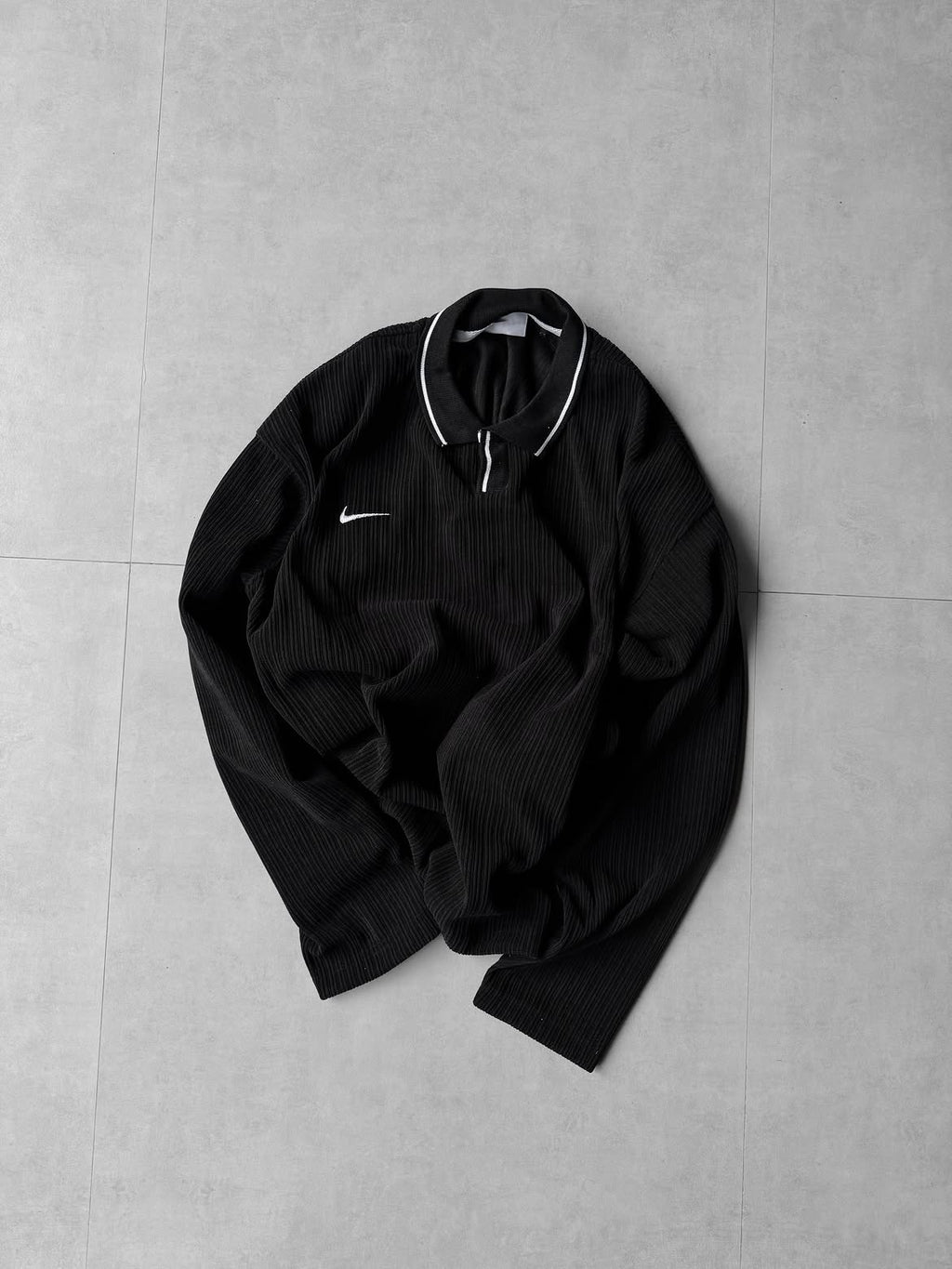 Textured Ribbed Quarter-Zip Polo Sweatshirt