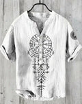 Nordic Rune Symbol Cotton Henley Shirt