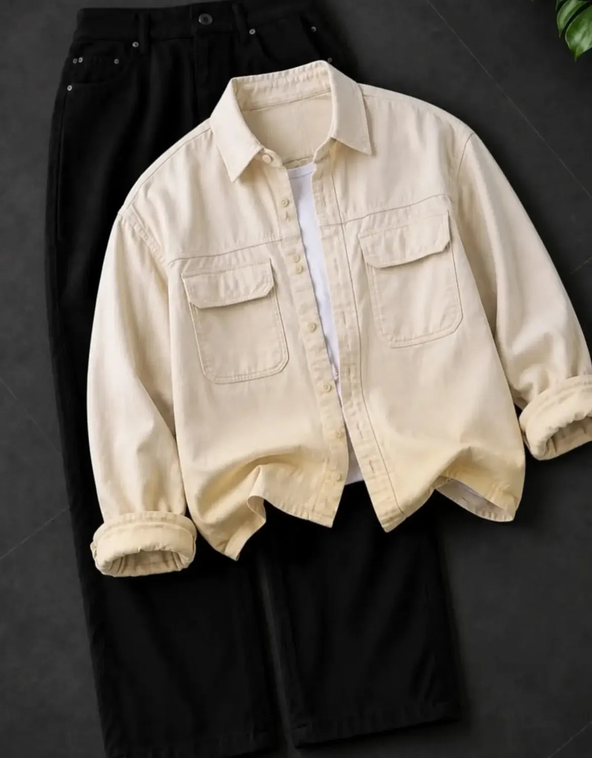 Light Blue Half Zip Denim Shirt
