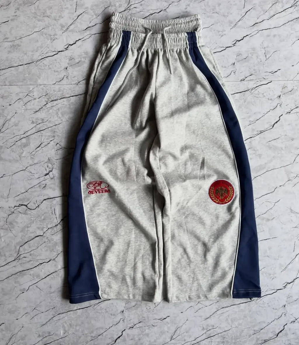 Grey and Navy Side Panel Track Pants