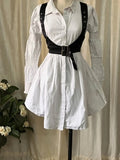 White Shirt Dress with Black Harness Belt