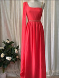 Red One Shoulder Maxi Dress
