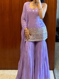 Lavender Embellished Sharara Outfit