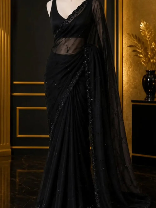 Black Embellished Border Saree
