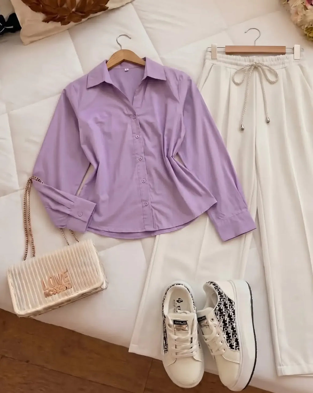Pink Collared Button Front Shirt