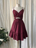 Burgundy Cutout Tiered Mini Dress