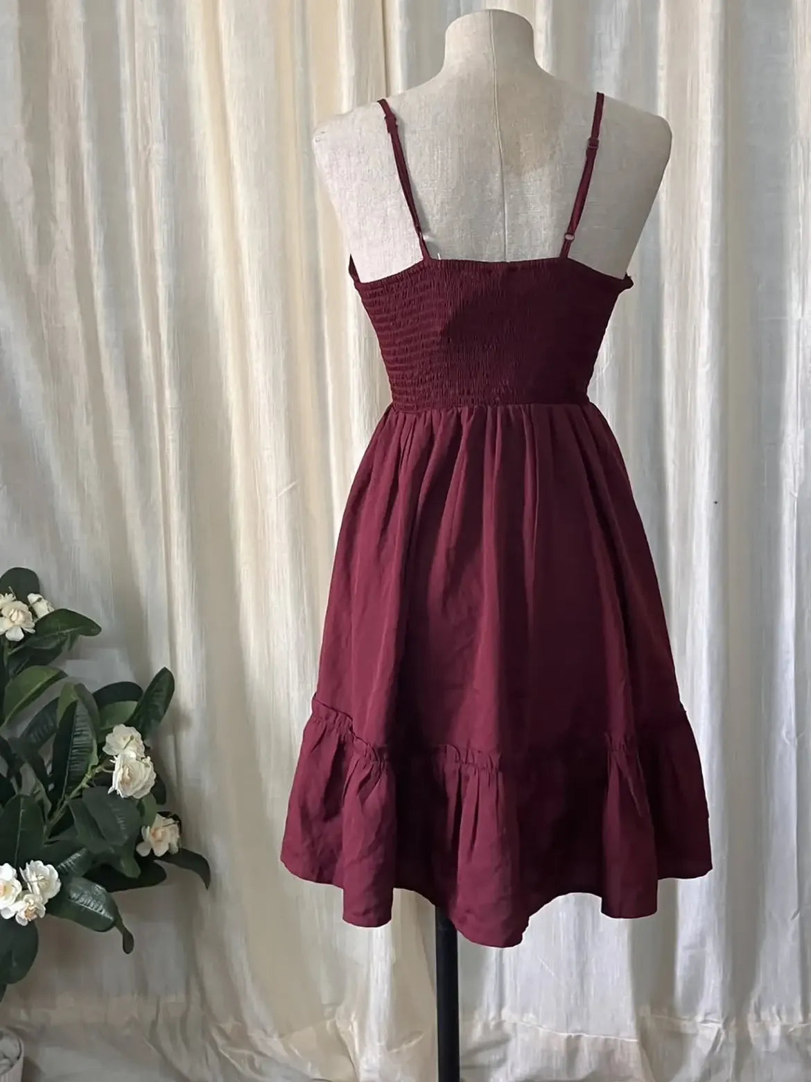 Burgundy Cutout Tiered Mini Dress