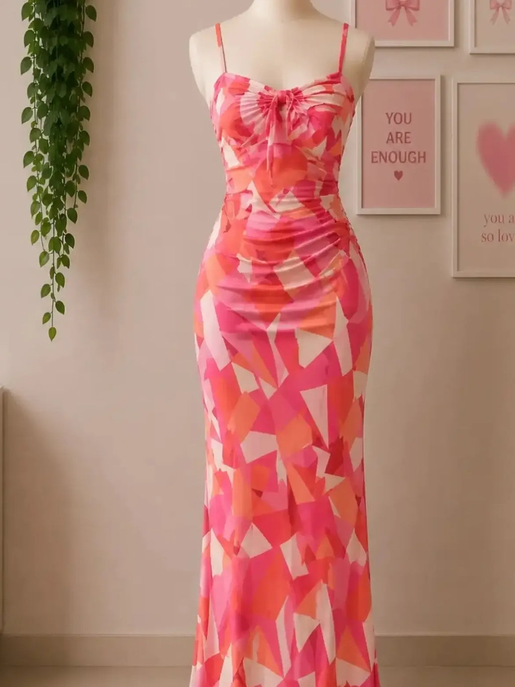 Caramel Ruched High Slit Maxi Dress