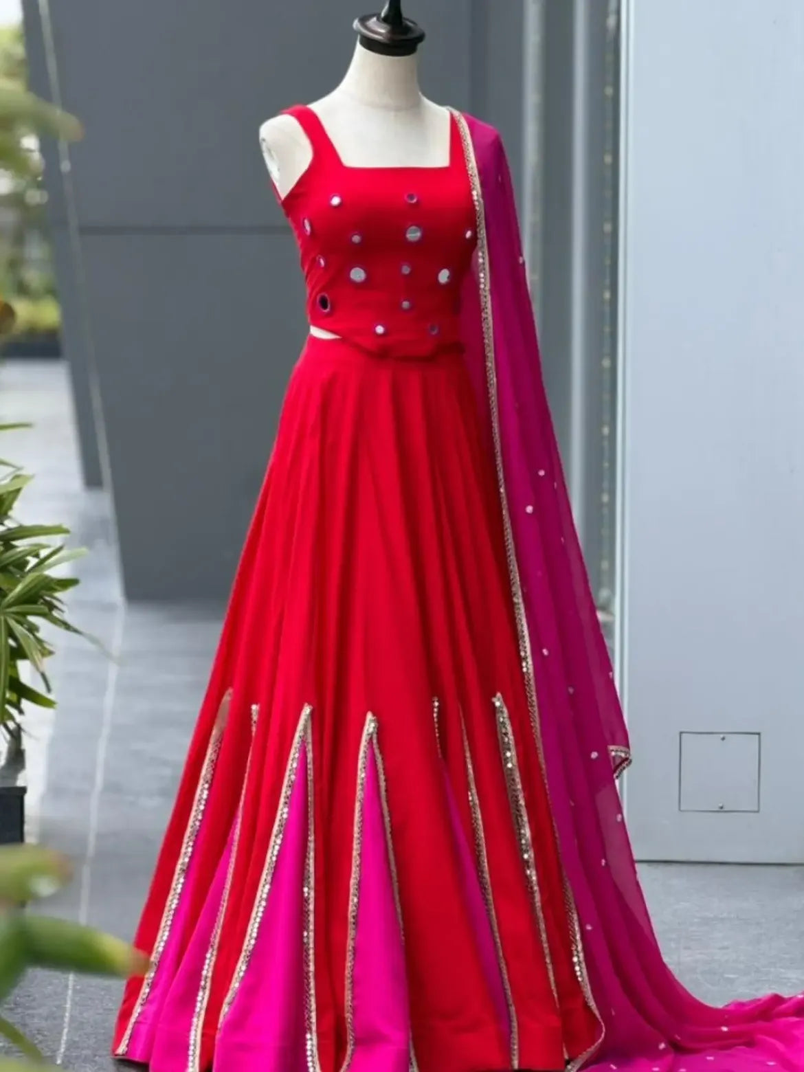 Red Embellished Lehenga Outfit