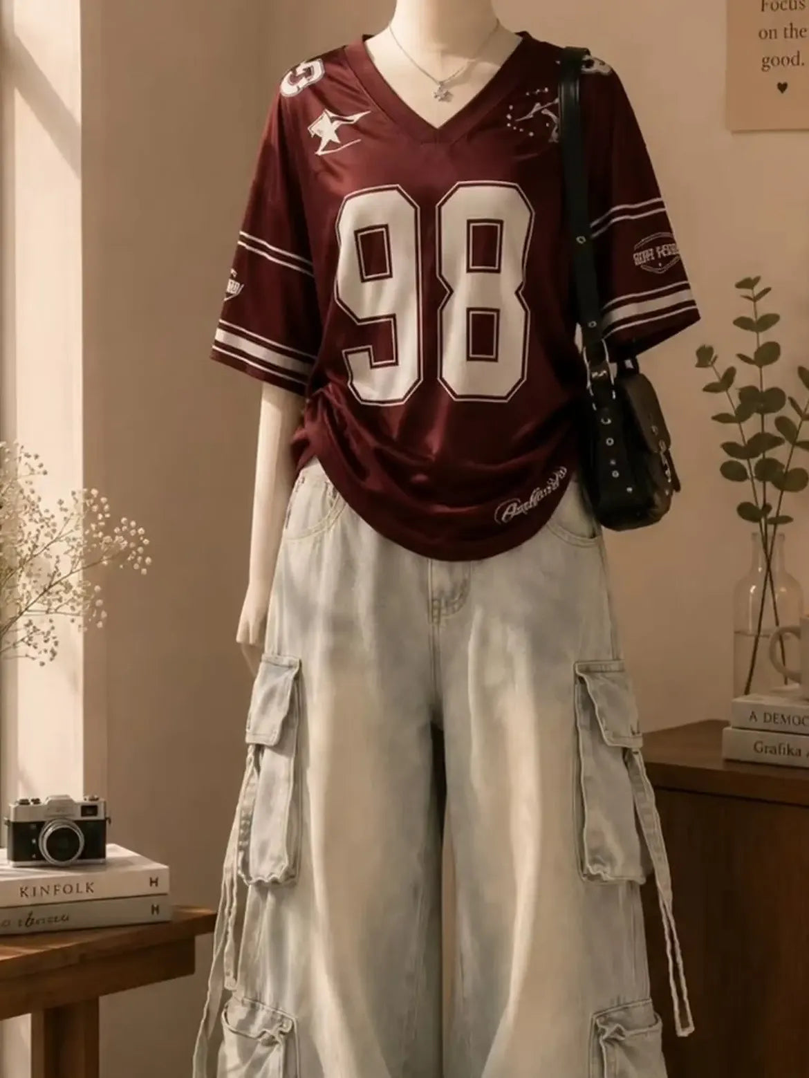Burgundy 98 Oversized Jersey T-Shirt