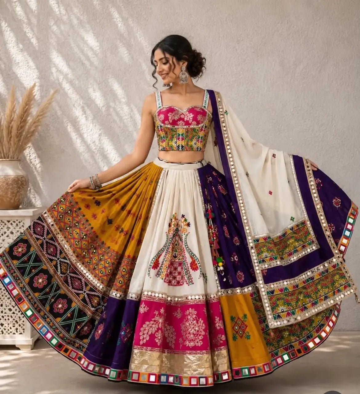 Multicolour Patchwork Lehenga Outfit