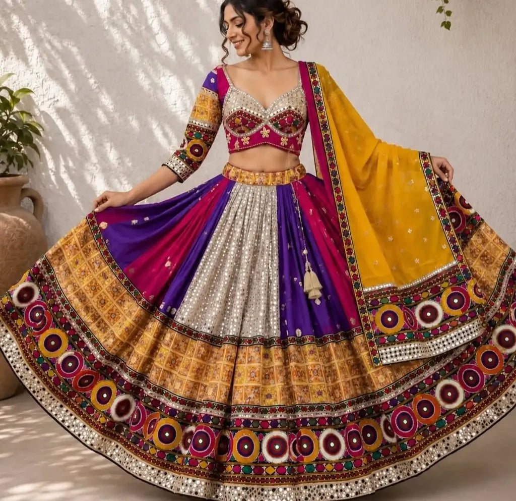 Multicolour Patchwork Lehenga Outfit
