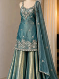 Teal Embellished Sharara Outfit