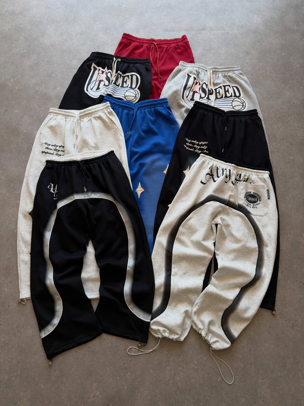 Graphic Panel Drawstring Track Pants