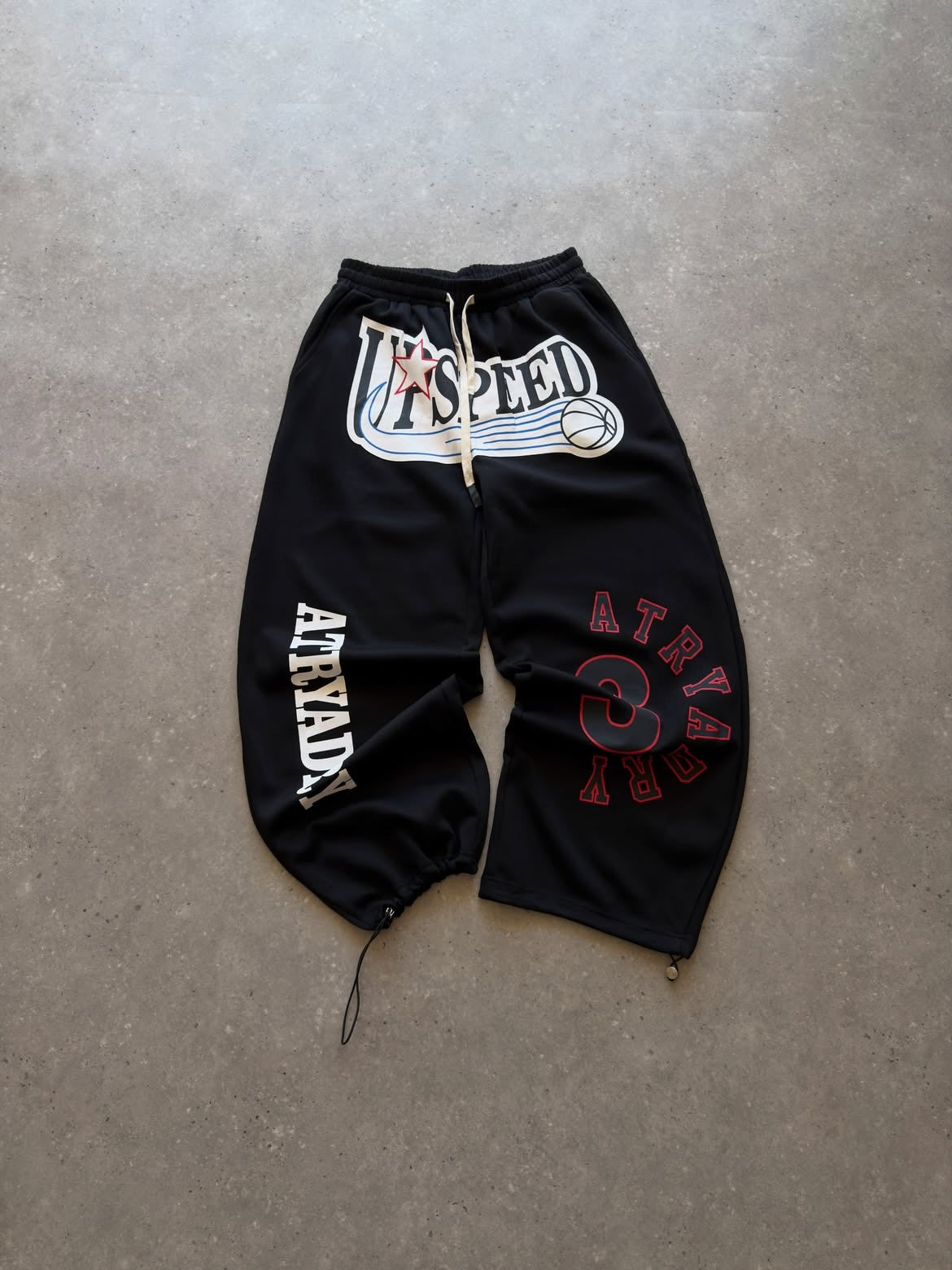 Graphic Panel Drawstring Track Pants