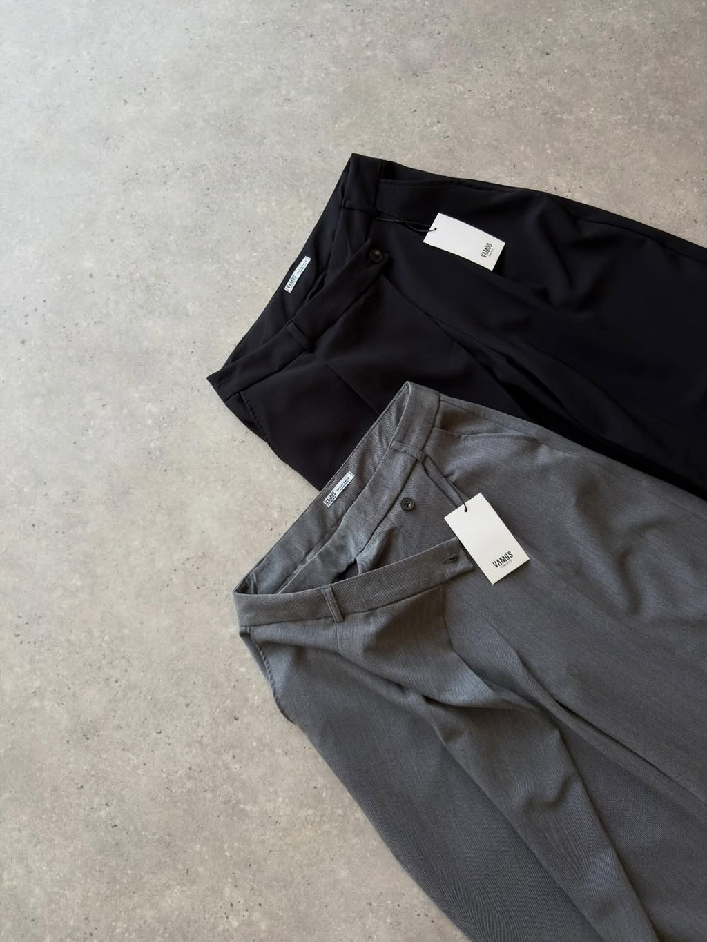 Grey and Black Wide Leg Casual Trousers