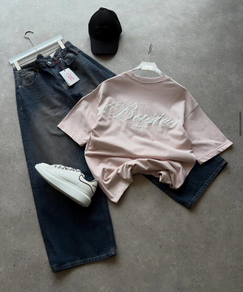 Blush Pink Plain Crew Neck T-Shirt