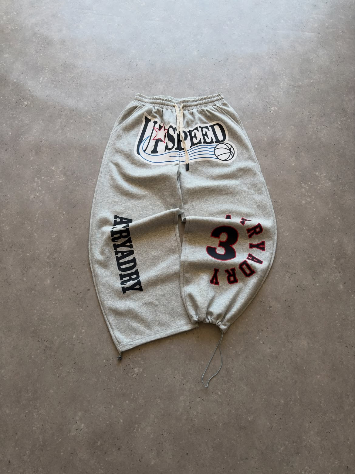 Graphic Panel Drawstring Track Pants