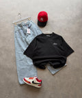 Black Small Script Chest T-Shirt