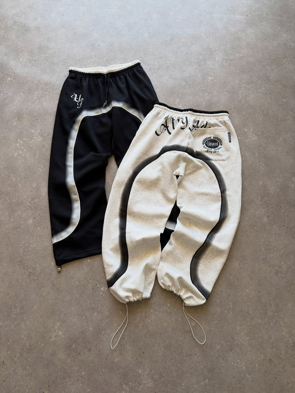 Graphic Panel Drawstring Track Pants