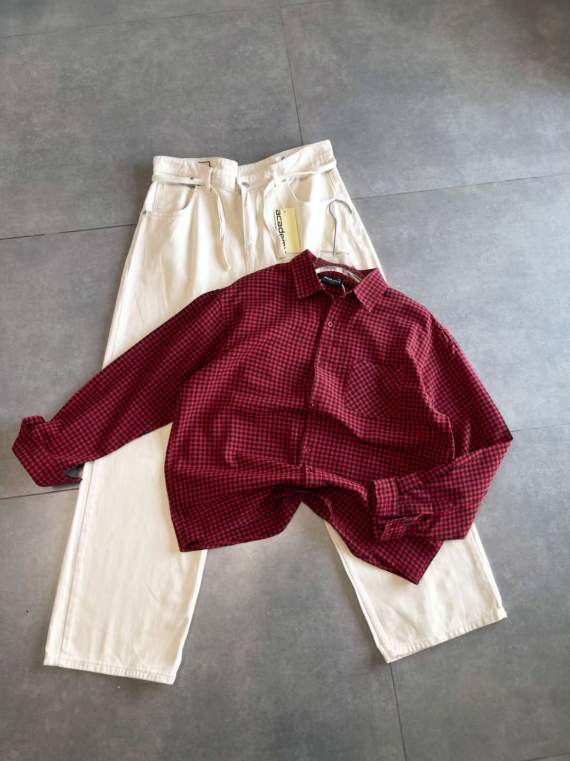Brown and Cream Checked Button Front Shirt