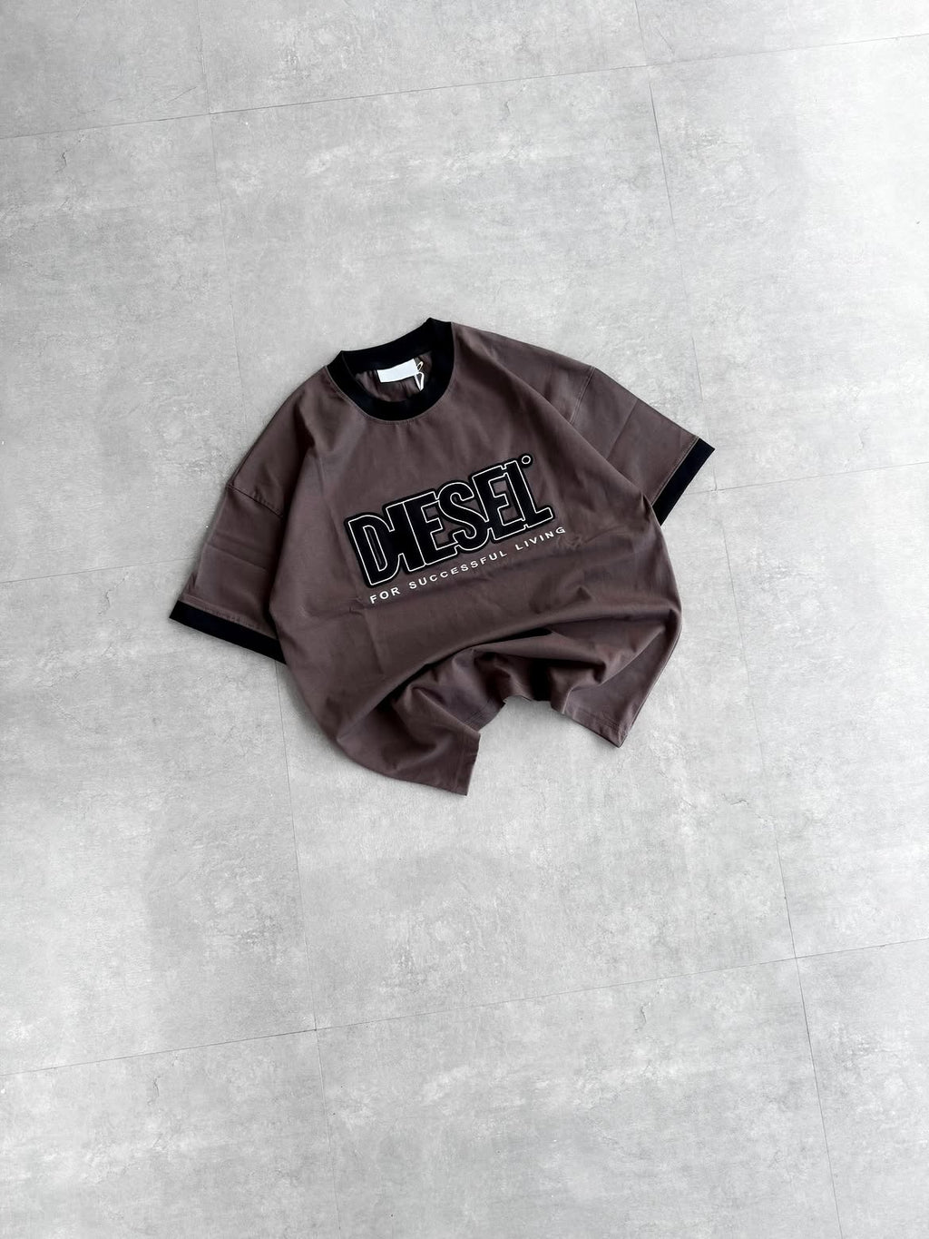 Men's Oversized Graphic T-Shirt | Contrast Collar Casual Tee