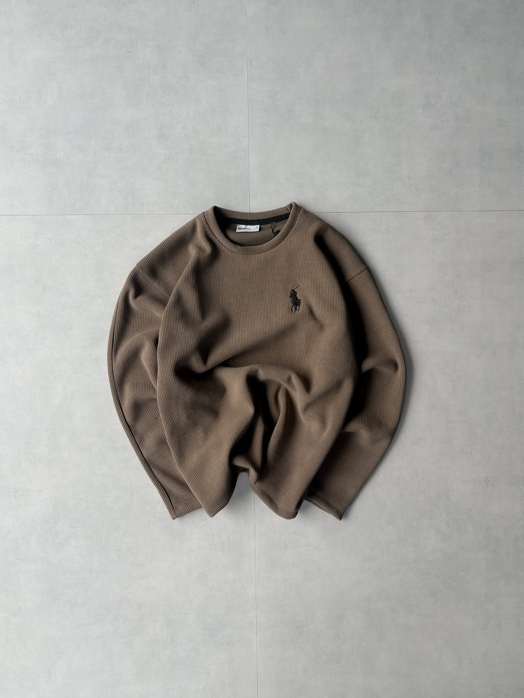 Men’s Ribbed Crew Neck Sweatshirt – Classic Casual Full Sleeve Top
