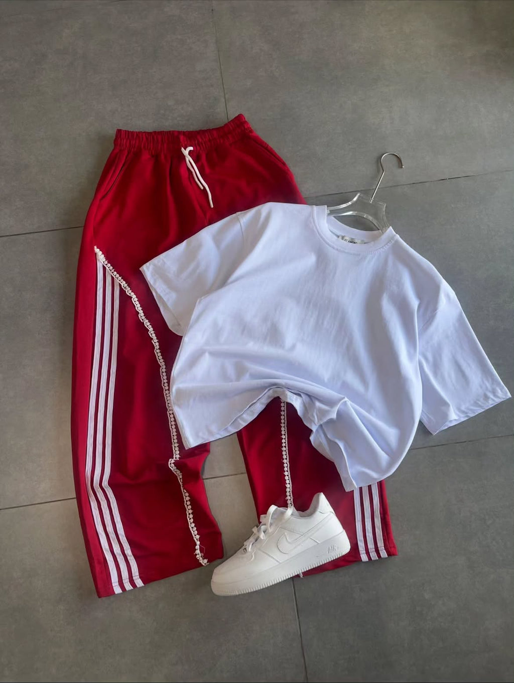 Curved Stripe Graphic Track Pants