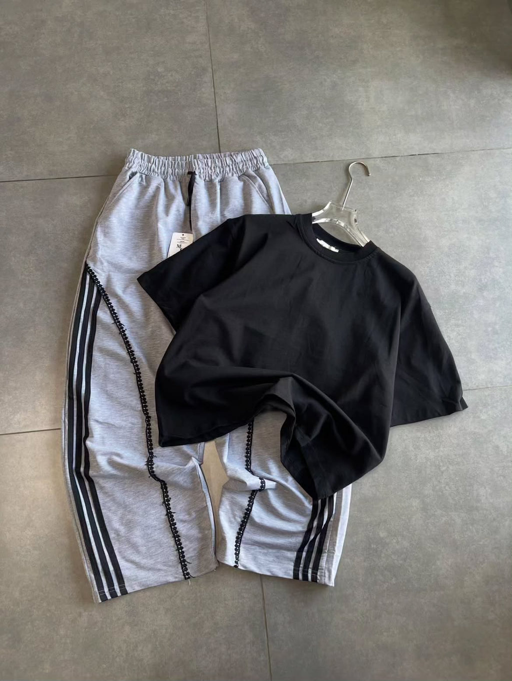 Curved Stripe Graphic Track Pants